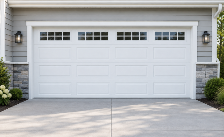 Illustration of a white residential garage door